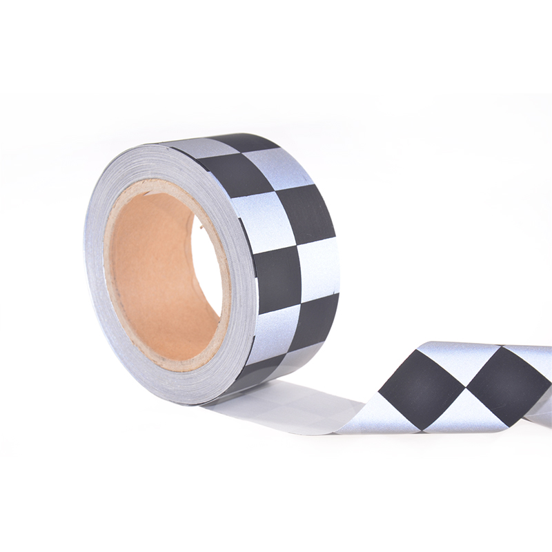 Checkered Printed Reflective Fabric Tape For Safety Clothing 