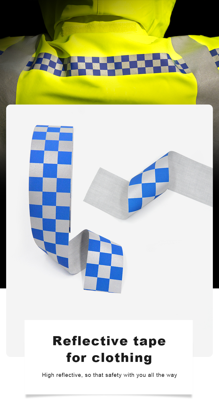 Checkerboard Reflective Printing Tape for uniforms and jackets