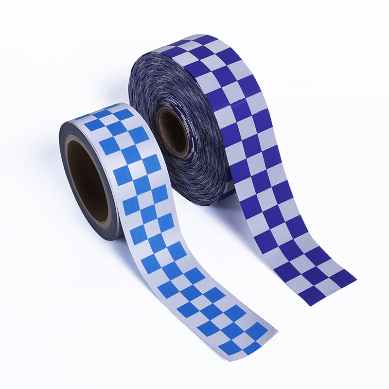 Popular Reflective Fabric Printing Checkered Reflective Tape for Uniforms And Jackets